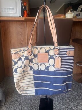 Coach Daisy Patchwork  and navy Signature Patchwork Tote
